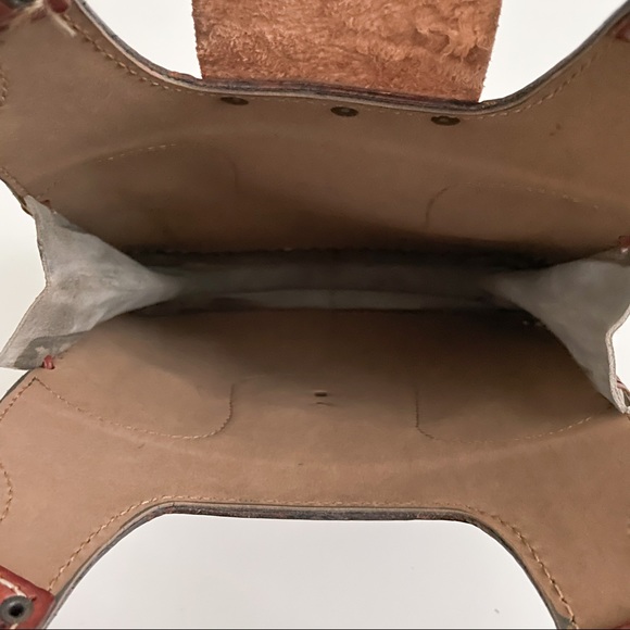 Vintage Boho Western Gray Suede Tooled Leather Crossbody - Picture 6 of 6